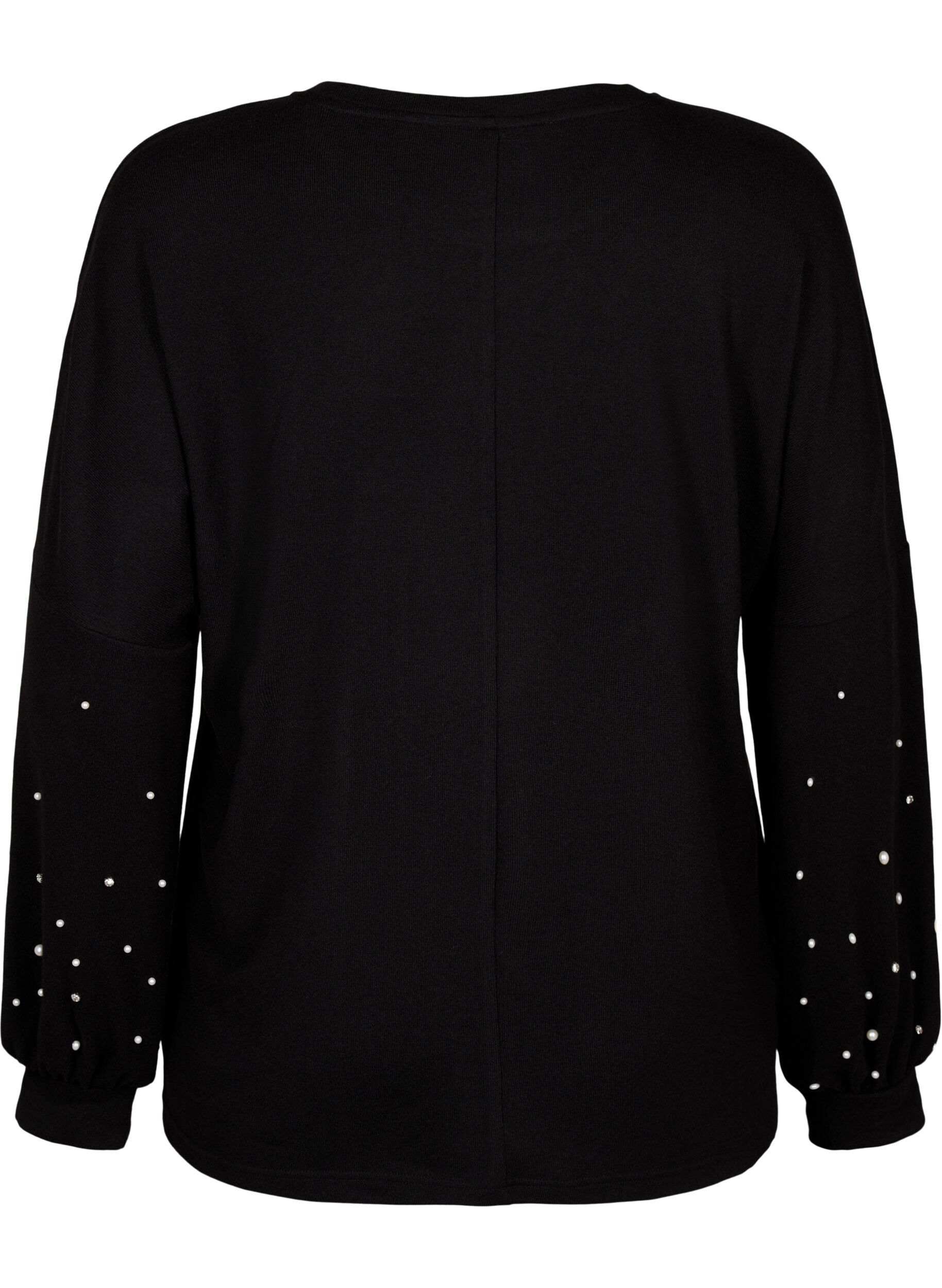 ZizziEinfarbige Bluse mit Perlen, Black, Packshot image number 1
