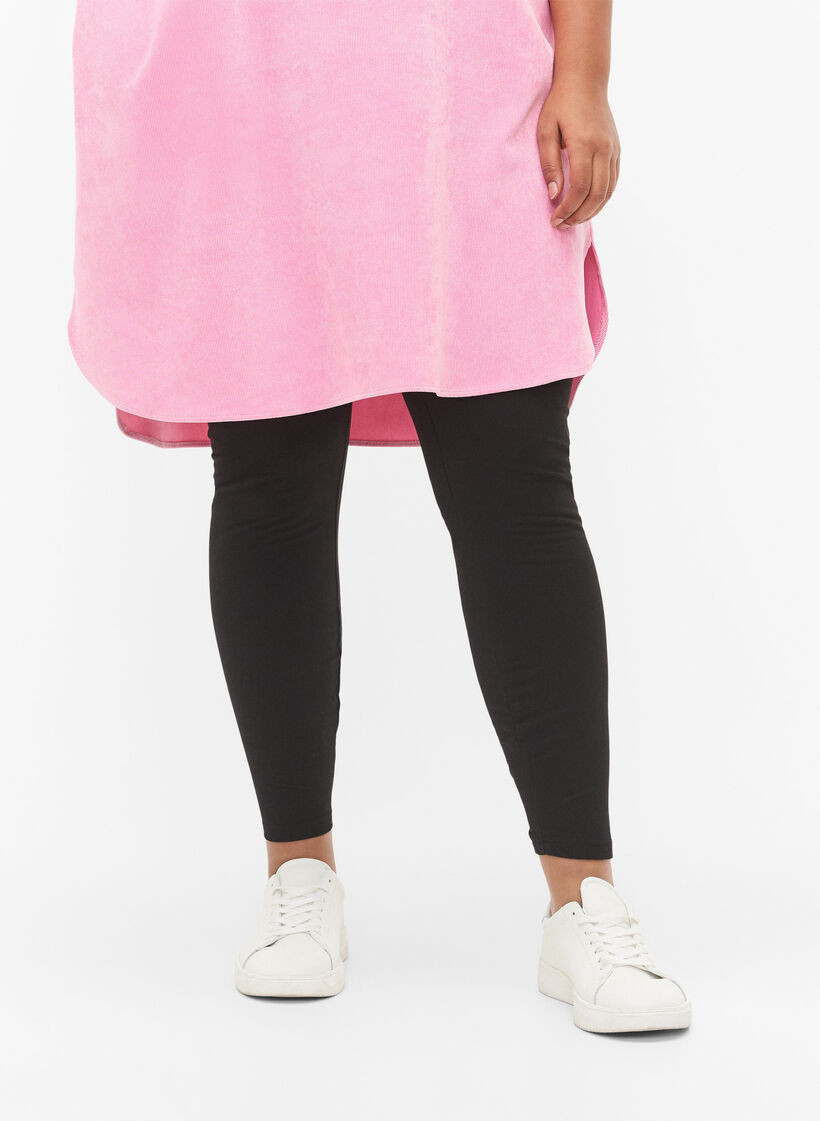 Leggings aus Baumwolle mit Futter, Schwarz, Model image number 3