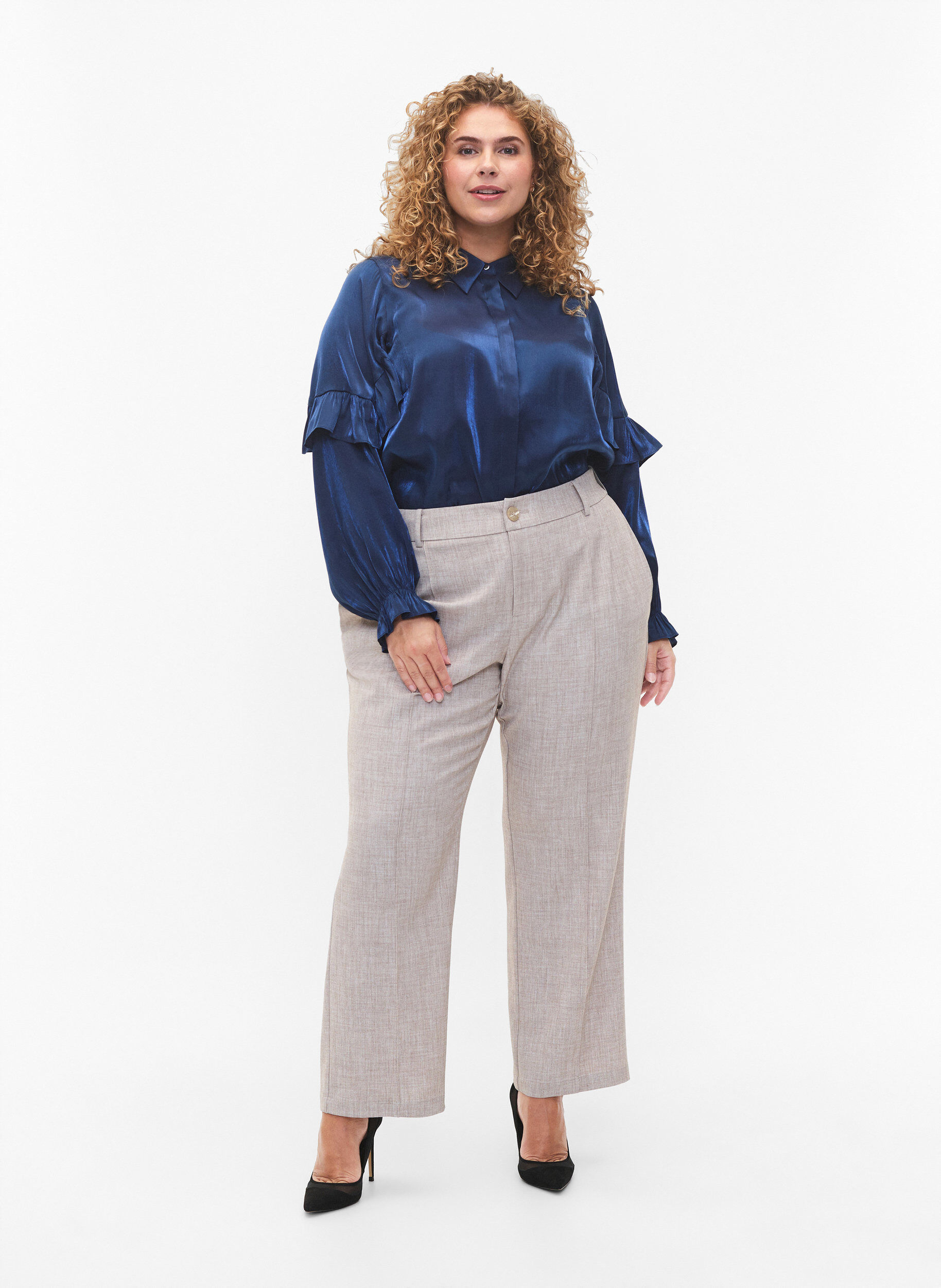 ZizziViskose-Shirt mit R&uuml;schen, Titan, Model image number 2