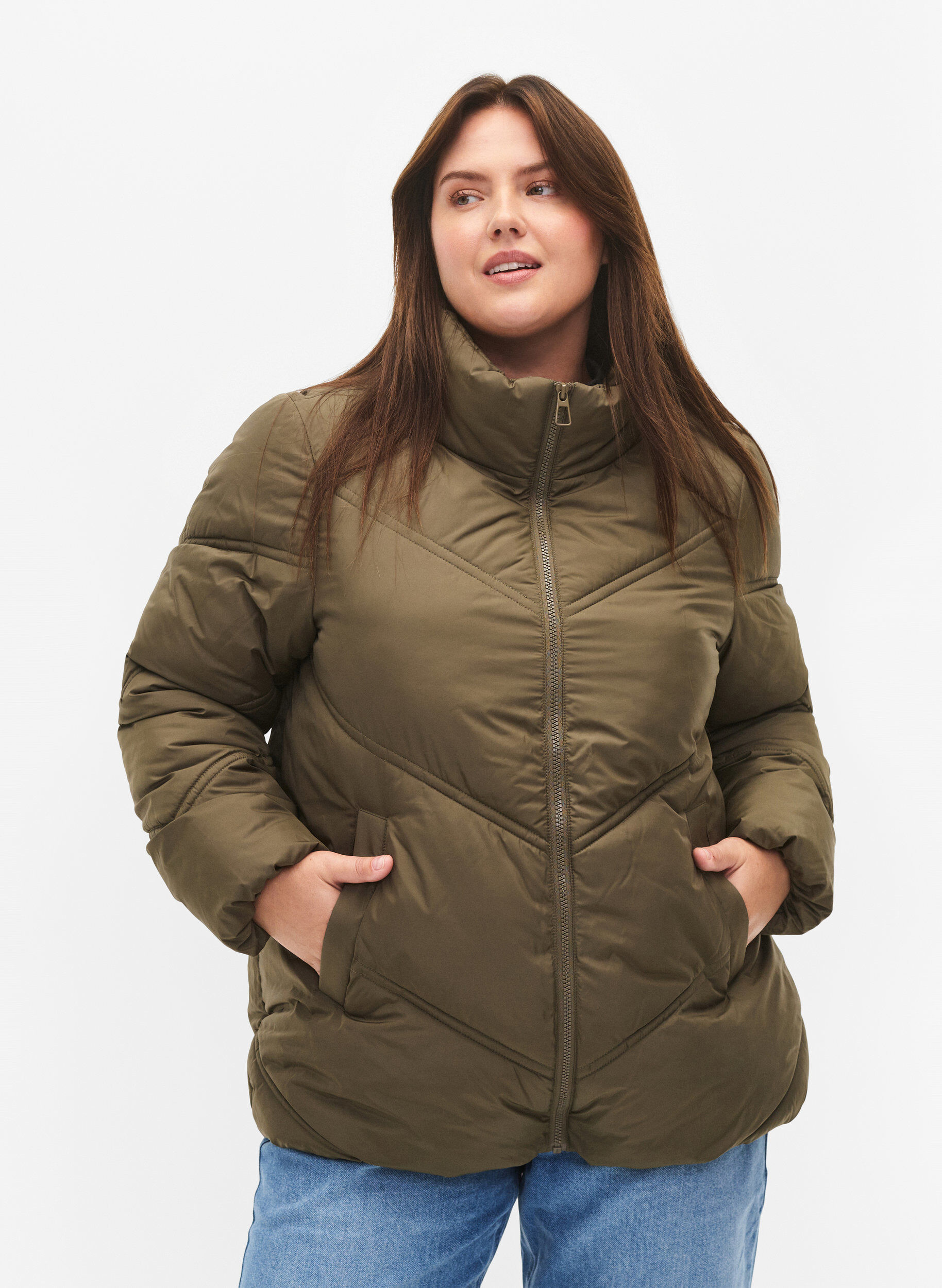 ZizziKurze Puffer-Winterjacke mit Taschen, Bungee Cord , Model image number 0