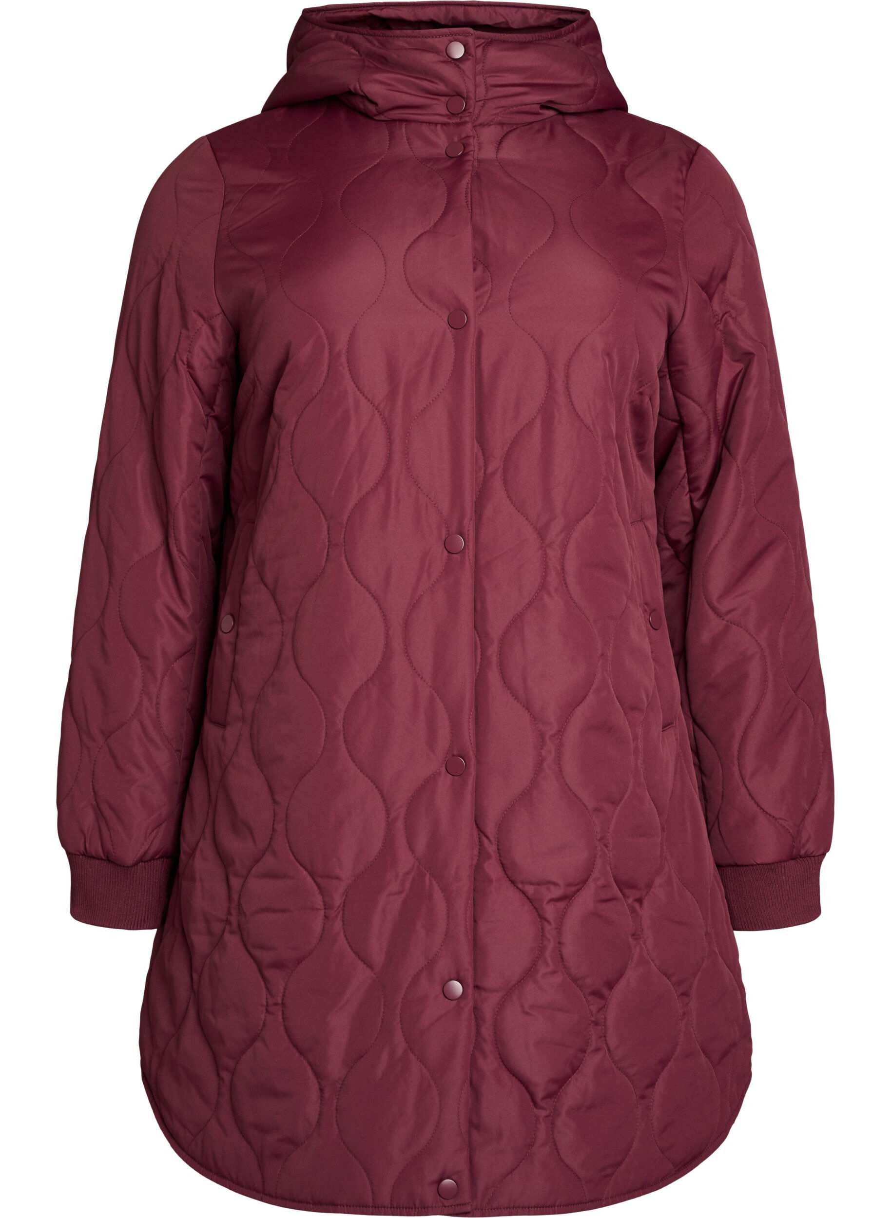 ZizziMittellange Steppjacke mit Kapuze, 0655, Packshot image number 0