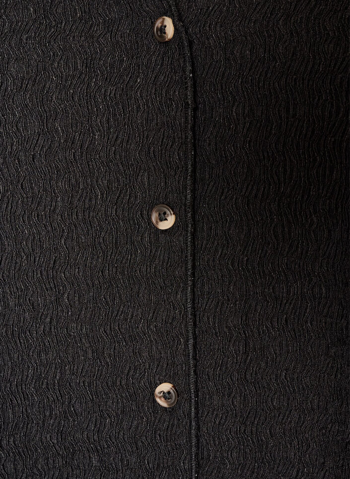 &Auml;rmelloses Top mit welliger Struktur und Knopfverschluss, Schwarz, Packshot image number 2