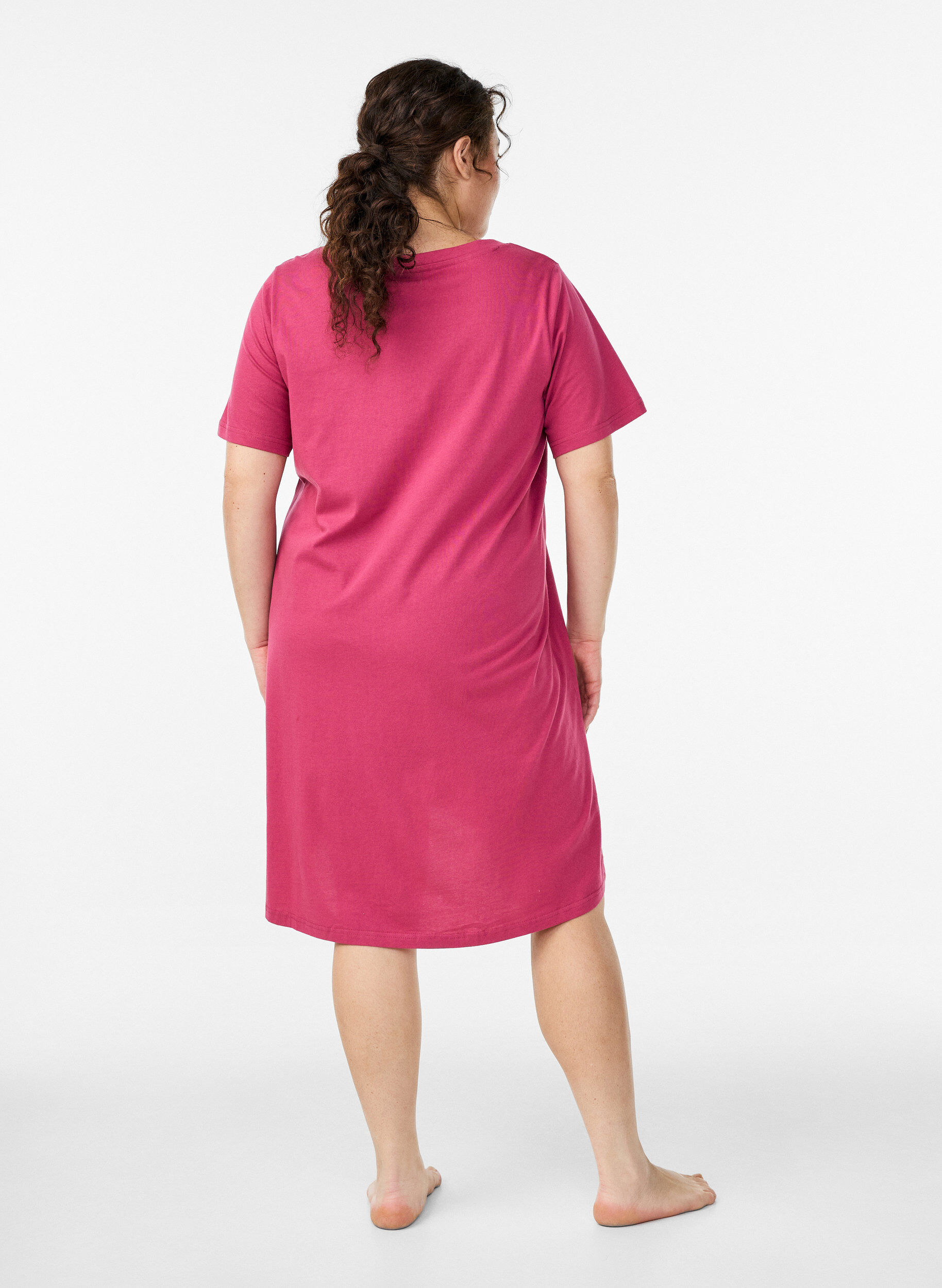 ZizziOrganische Baumwoll-Nachthemd mit V-Ausschnitt, Rot, Model image number 1