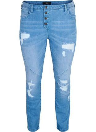 Slim Fit Emily Jeans mit Schlitzdetails, Light blue, Packshot image number 0