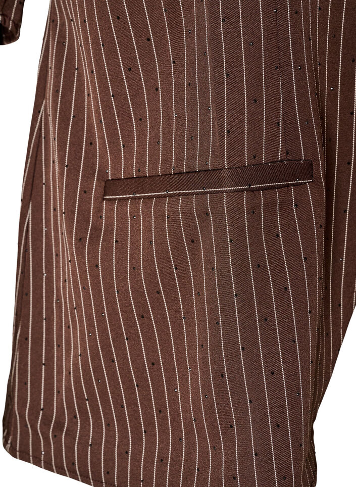 Nadelstreifenbluse mit Strasssteinen und Kn&ouml;pfen, Braun, Packshot image number 3