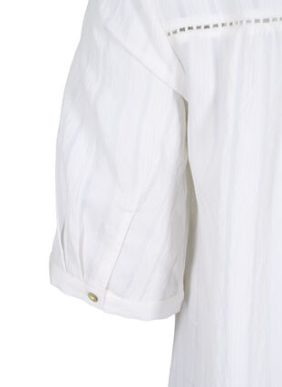 Gestreiftes Viskose Kleid mit Spitzenbändern, Bright White, Packshot image number 3