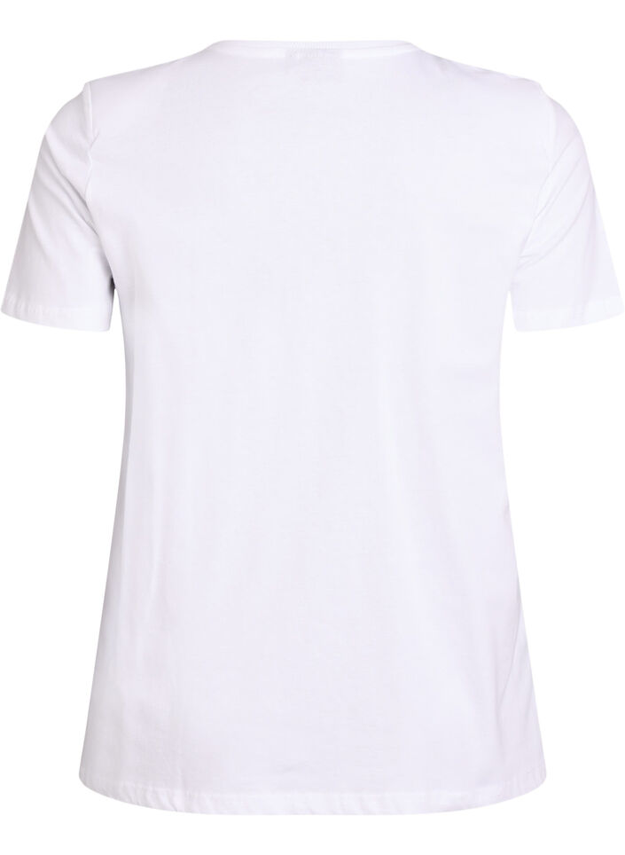 Basic-T-Shirt aus Baumwolle mit Schulterpolstern, Weiß, Packshot image number 1