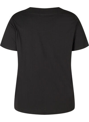 Kurzarm T-Shirt mit breitem, geripptem Hals, Black, Packshot image number 1