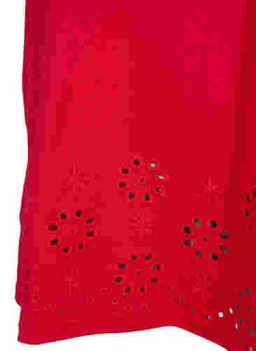 T-Shirt aus Baumwolle mit Broderi anglaise, Tango Red, Packshot image number 3