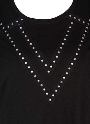 Baumwoll T-Shirt mit Nieten, Black, Packshot image number 2