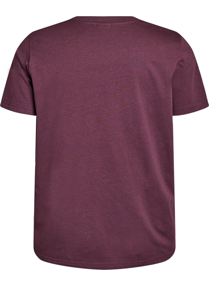 Basic-T-Shirt aus Baumwolle mit Rundhalsausschnitt, Dunkles Bordeaux, Packshot image number 1