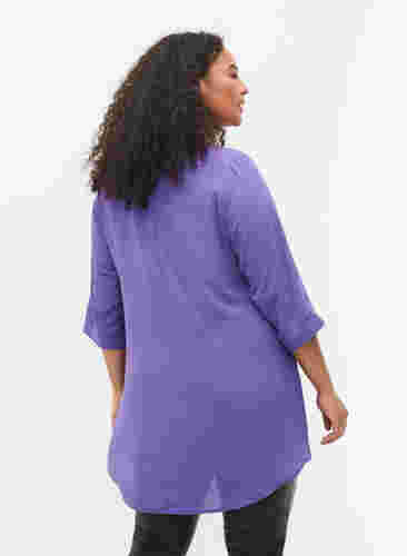 Bluse mit 3/4 Ärmeln und V-Ausschnitt, Ultra Violet, Model image number 1
