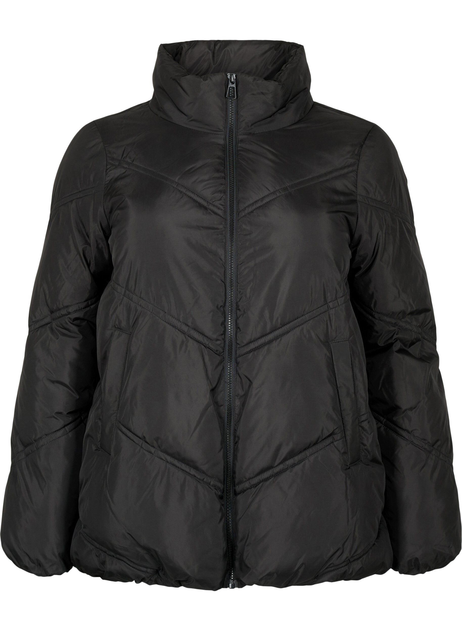 ZizziKurze Puffer-Winterjacke mit Taschen, Black, Packshot image number 0