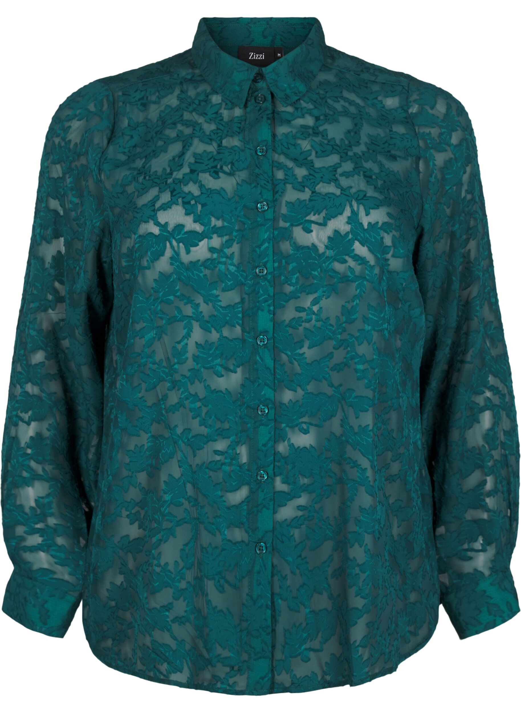 ZizziJacquard-Bluse mit Kn&ouml;pfen, Rain Forest, Packshot image number 0