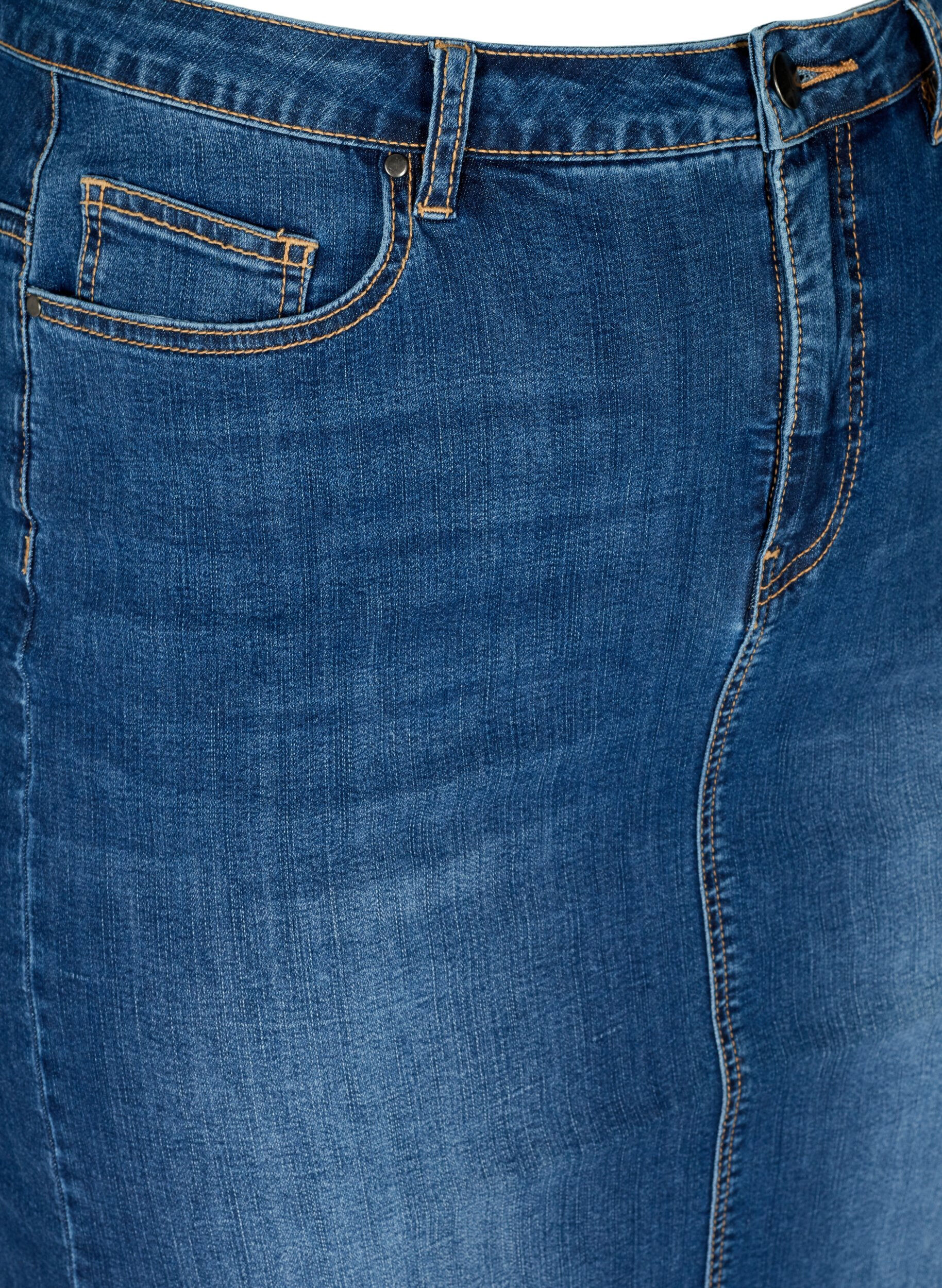ZizziDenim Midirock mit Schlitz, Blau, Packshot image number 2