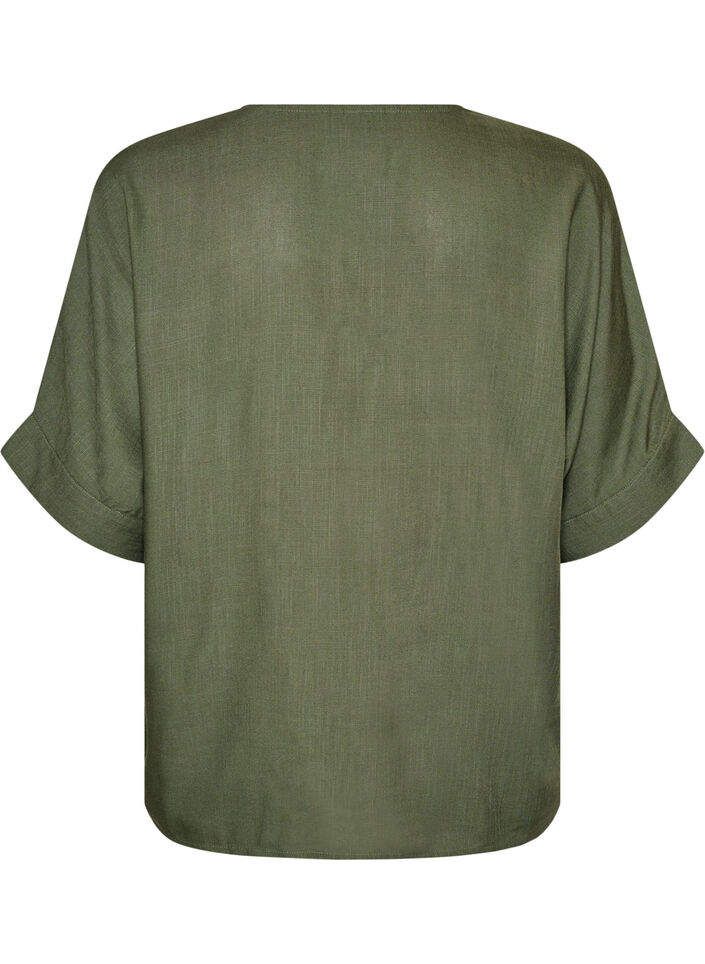 Viskosebluse mit Crochet-Besatz und Kn&ouml;pfen, Gr&uuml;n, Packshot image number 1