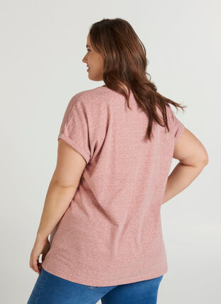 Meliertes T-Shirt aus Baumwolle, Old Rose Mélange, Model image number 1