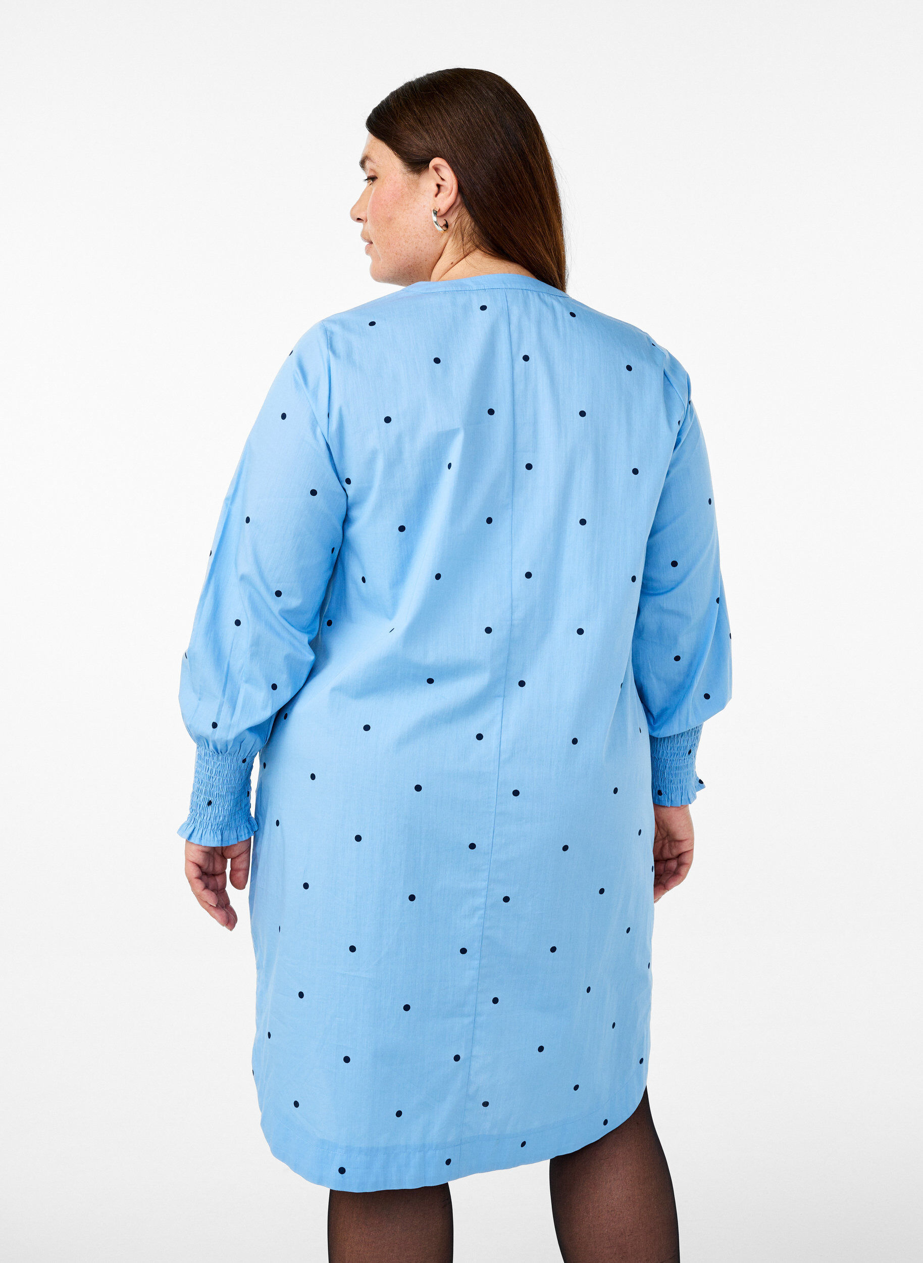 ZizziKleid mit Polka Dots und langen &Auml;rmeln, Blau, Model image number 2