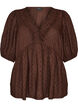 Bluse aus Viskose mit gepunkteter Struktur und V-Ausschnitt, Braun, Packshot image number 0
