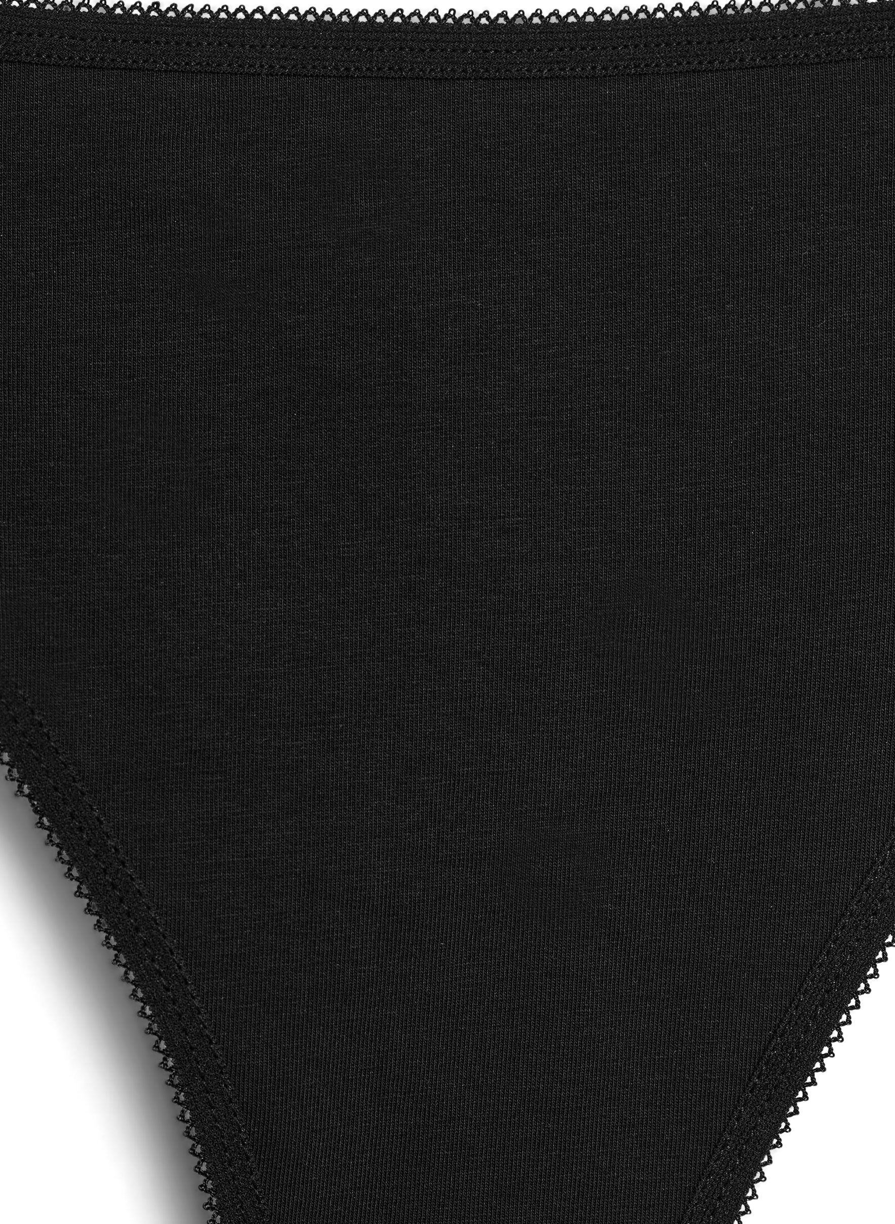 Zizzi7er-Pack Tangas aus Baumwolle mit niedriger Taille, Schwarz, Packshot image number 2