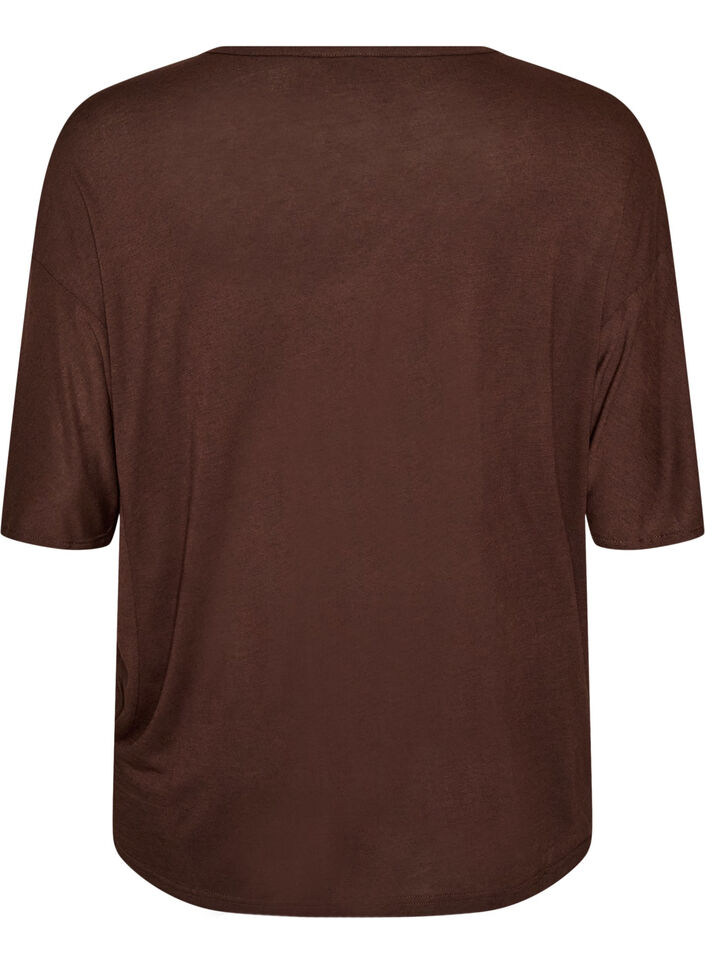 Lockeres T-Shirt aus Viskose-Jersey, Braun, Packshot image number 1