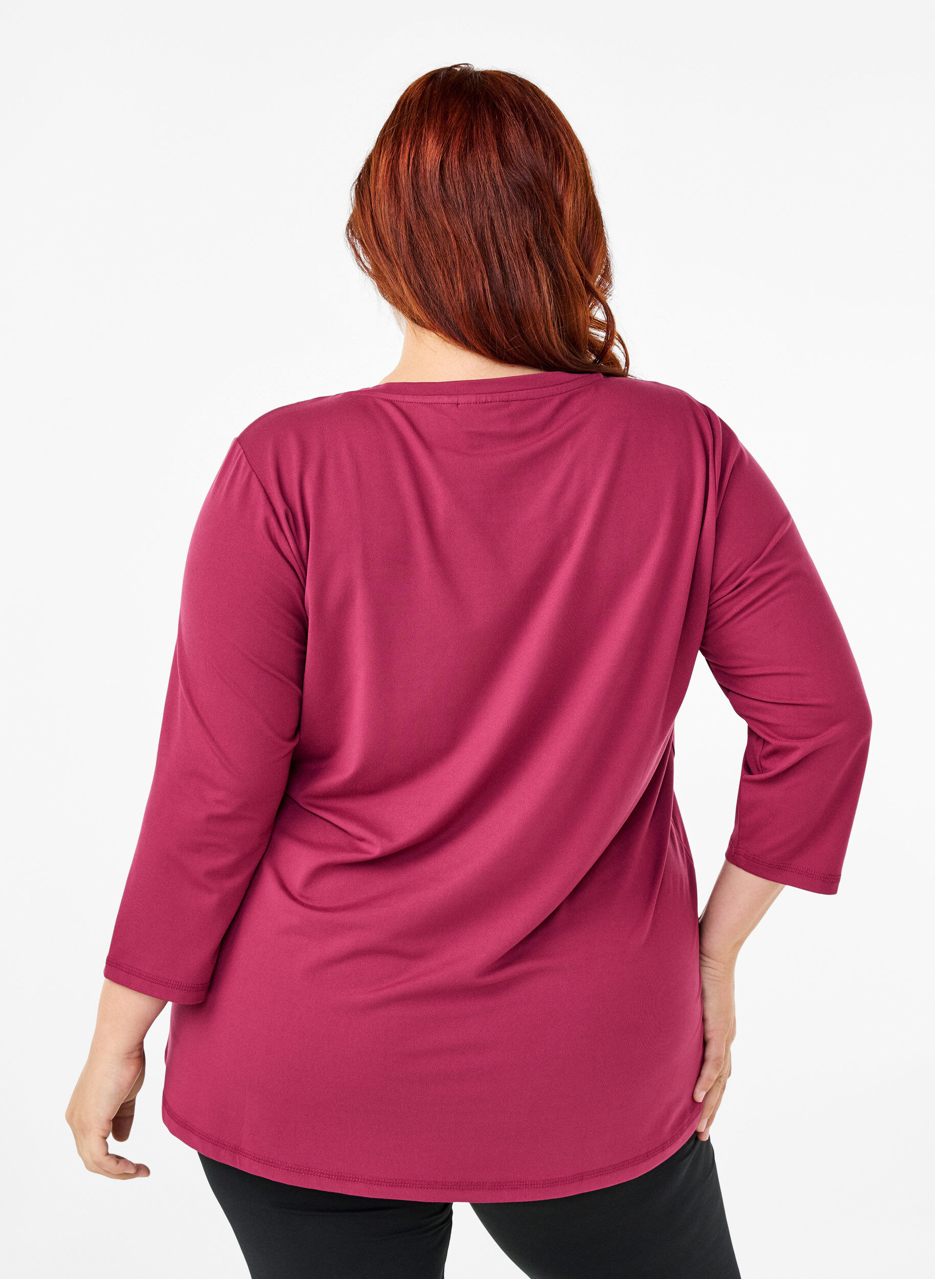 Zizzi Trainingsbluse mit 3/4 &Auml;rmeln, Rot, Model image number 2