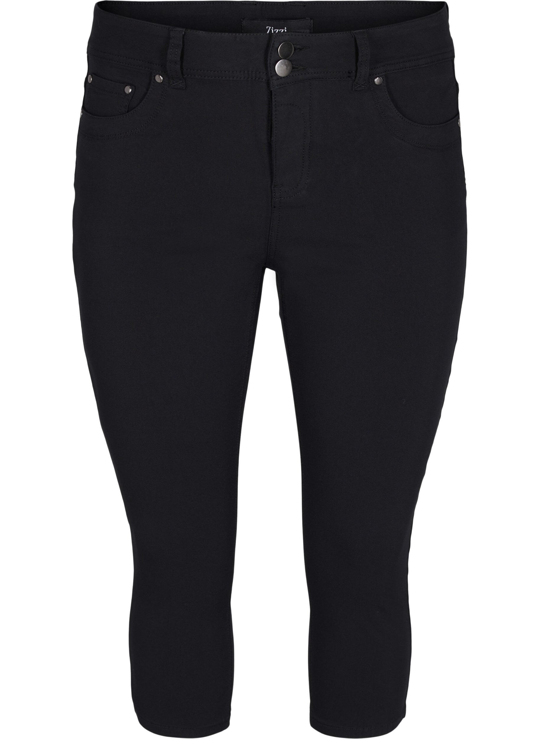 ZizziEng anliegende Capri-Hose aus einer Viskosemischung, Black, Packshot image number 0