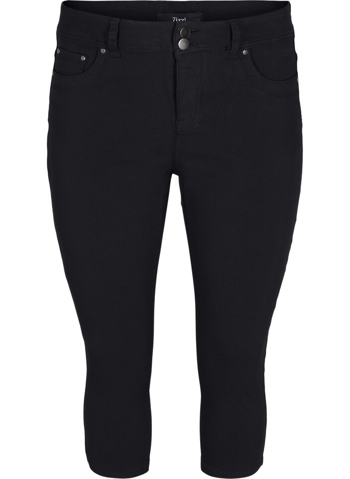 Eng anliegende Capri-Hose aus einer Viskosemischung, Black, Packshot image number 0