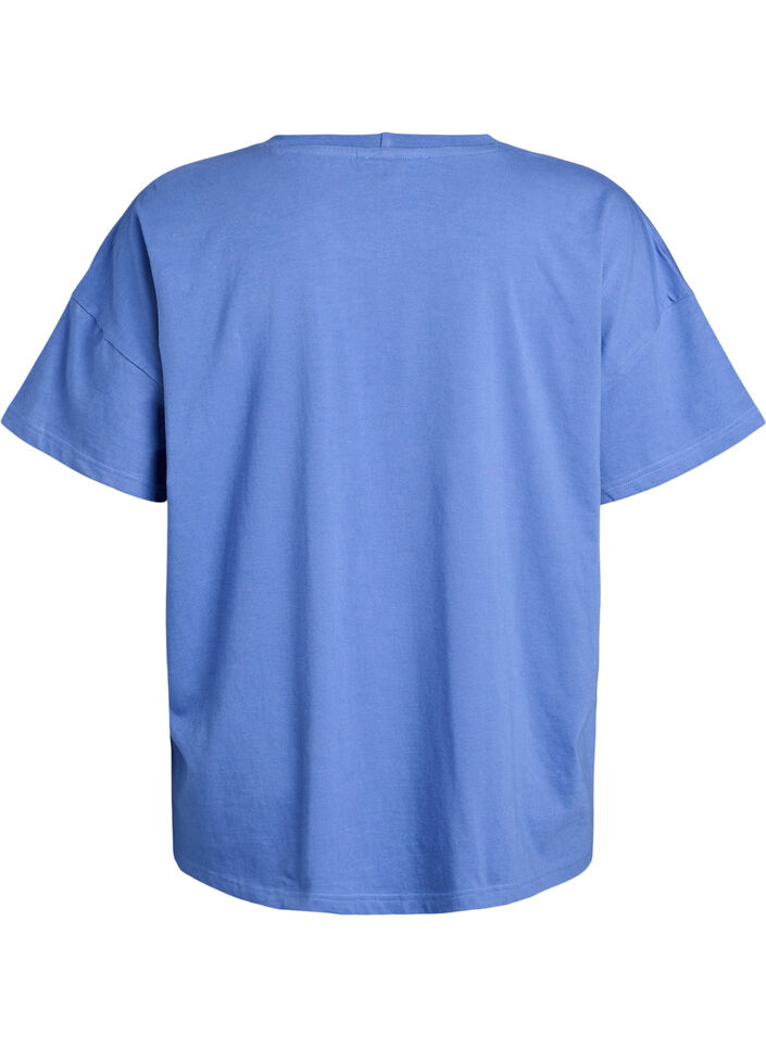 T-Shirt aus Bio-Baumwolle mit kleinem Frontmotiv, Blau, Packshot image number 1