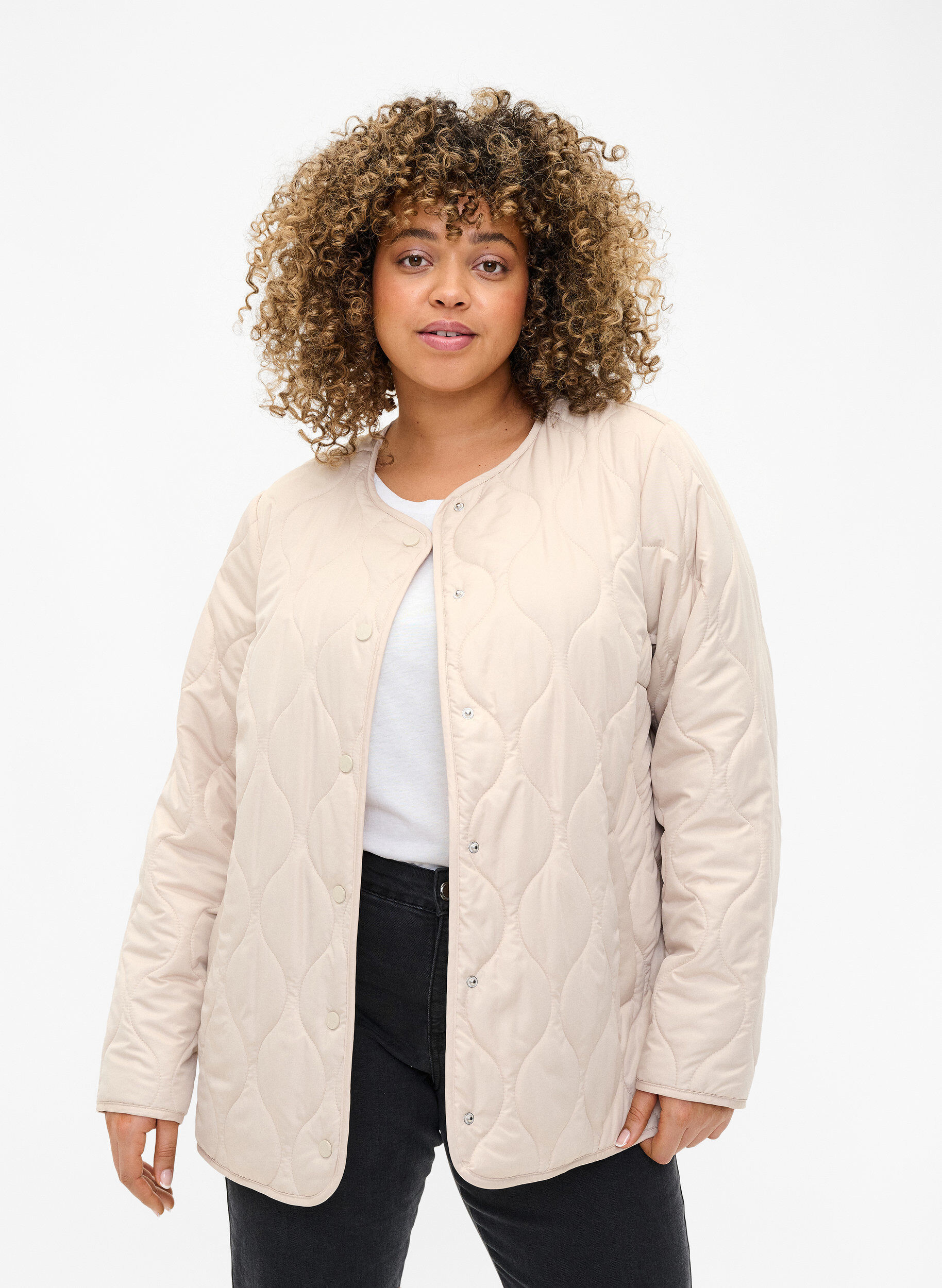 ZizziGesteppte Jacke mit Kn&ouml;pfen, Pumice Stone, Model image number 0