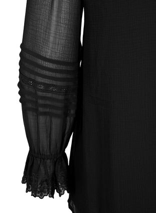 Bluse mit V-Ausschnitt und Rüschenärmeln, Black, Packshot image number 2