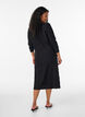 Midikleid mit gewellter Struktur und langen &Auml;rmeln, Schwarz, Model image number 1
