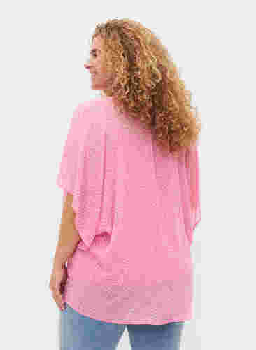 Kurzarm Bluse mit Bindebändern und Print , Pink Ditzy Flower, Model image number 1