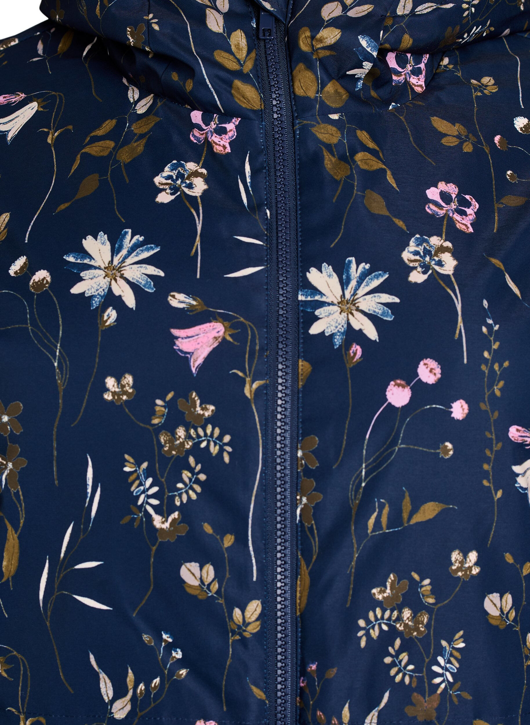 ZizziGepolsterte Winterjacke mit Blumenprint, Blau, Packshot image number 2