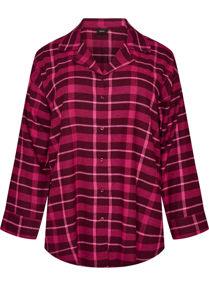 Kariertes Pyjamahemd aus Baumwolle mit langen &Auml;rmeln, Rot, Packshot image number 0