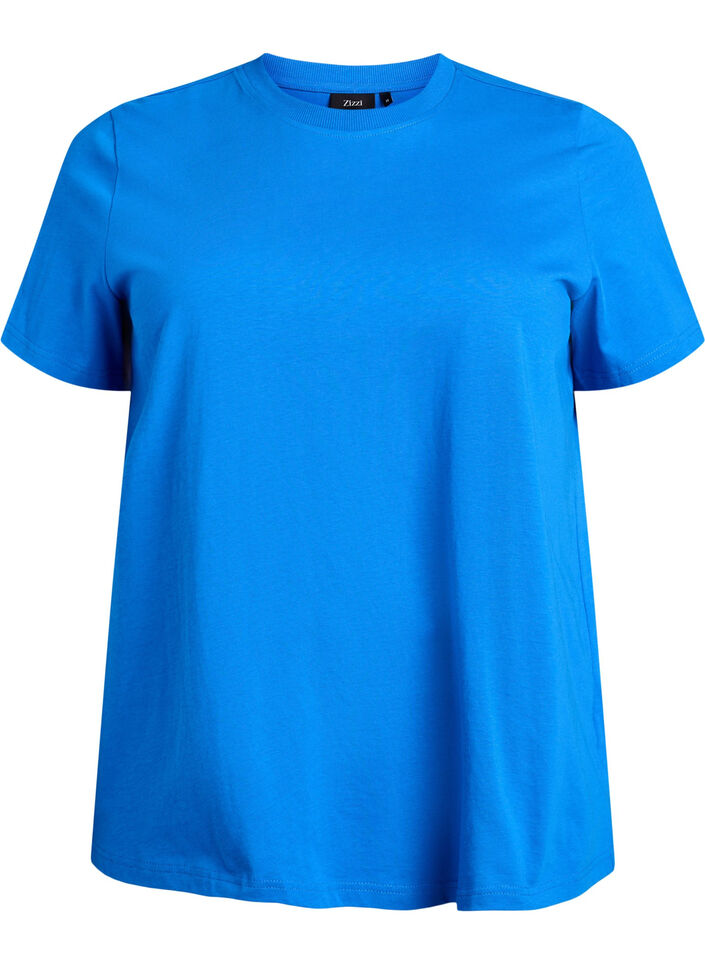 Basic-T-Shirt aus Baumwolle mit Rundhalsausschnitt, Blau, Packshot image number 0
