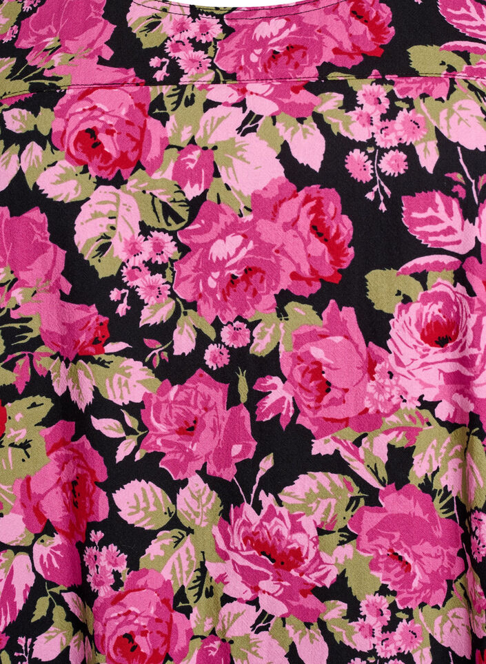 Kurz&auml;rmliges Baumwollkleid mit Aufdruck, Schwarz, Packshot image number 2