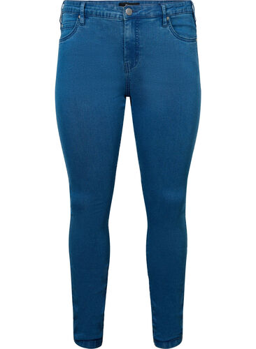 Hochtaillierte Super Slim Amy Jeans, Mid Blue, Packshot image number 0