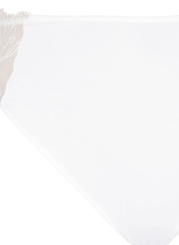 Stringtanga aus Mikrofaser mit Spitzensaum, Weiß, Packshot image number 2