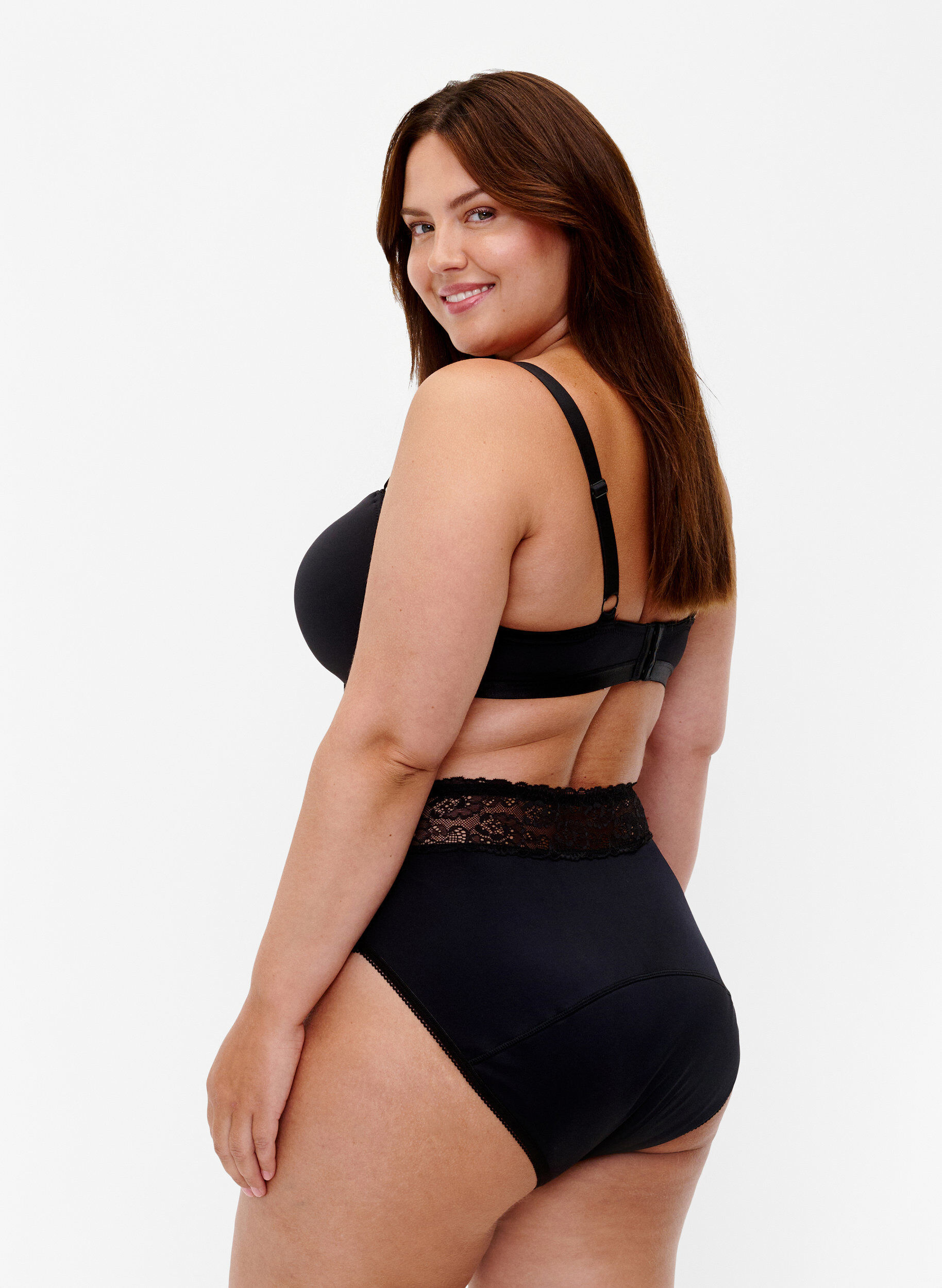 ZizziPerioden-Unterw&auml;sche mit Spitze, Schwarz, Model image number 1