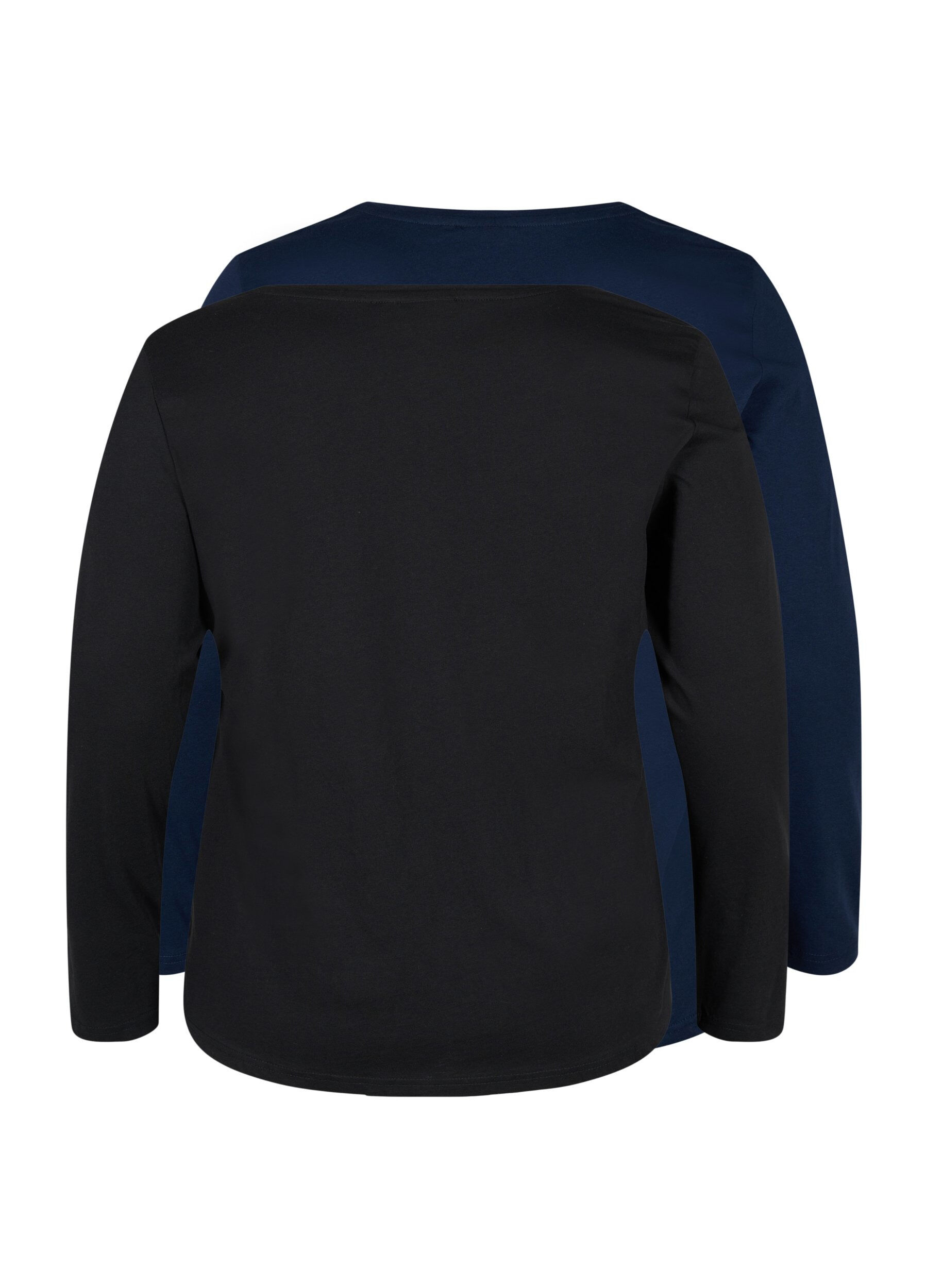 Zizzi2er-Pack Basic-Bluse aus Baumwolle, Black/Navy B, Packshot image number 1