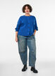 Rippenstrick Strickjacke mit Kn&ouml;pfen, Blau, Model image number 1