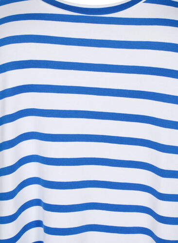 Gestreiftes Jerseykleid mit kurzen Ärmeln, Blue Stripes, Packshot image number 2