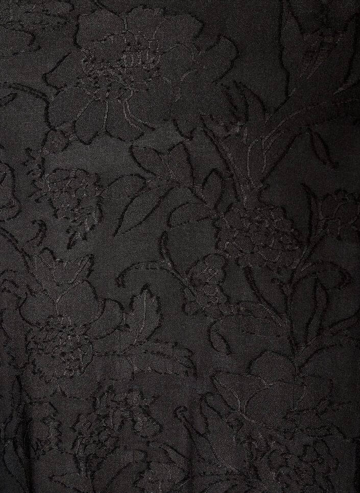 Kleid mit floraler Struktur und R&uuml;schenbesatz, Schwarz, Packshot image number 2