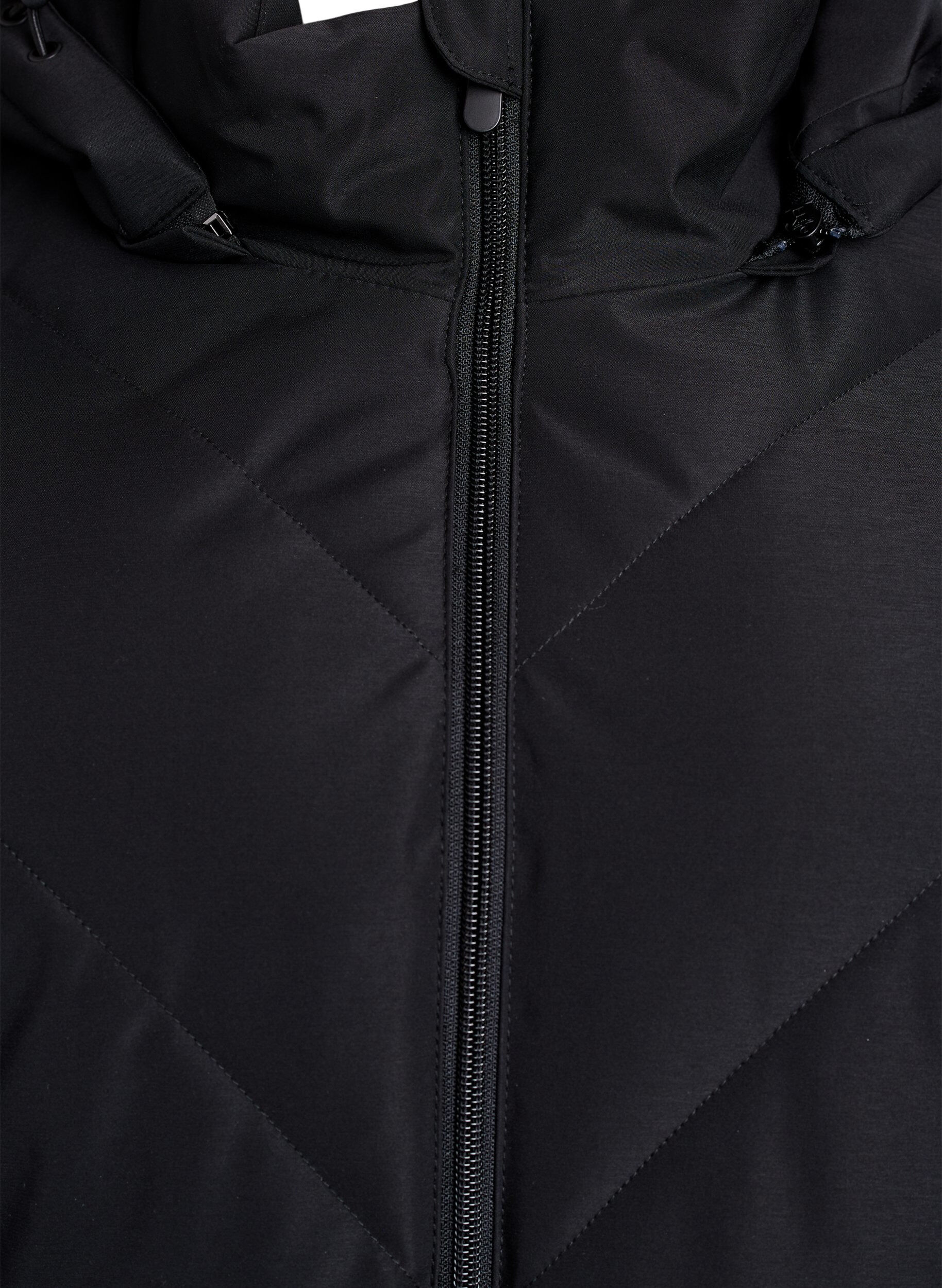 ZizziLanger Wintermantel mit Hakenverschl&uuml;ssen und Kunstfellkragen, Schwarz, Packshot image number 2