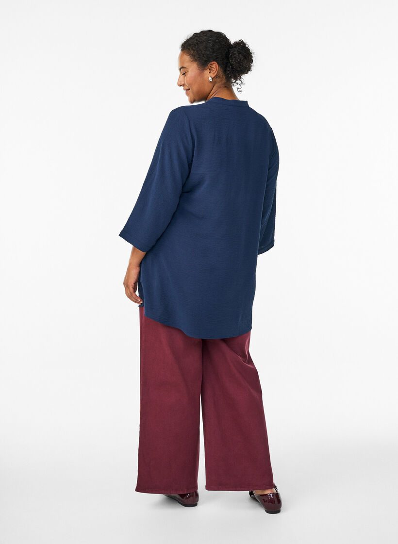 Tunika mit 3/4-&Auml;rmeln, Blau, Model image number 2