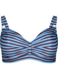 Bügel-Bikini-BH mit Motiv, BlueBrown Stripe AOP, Packshot