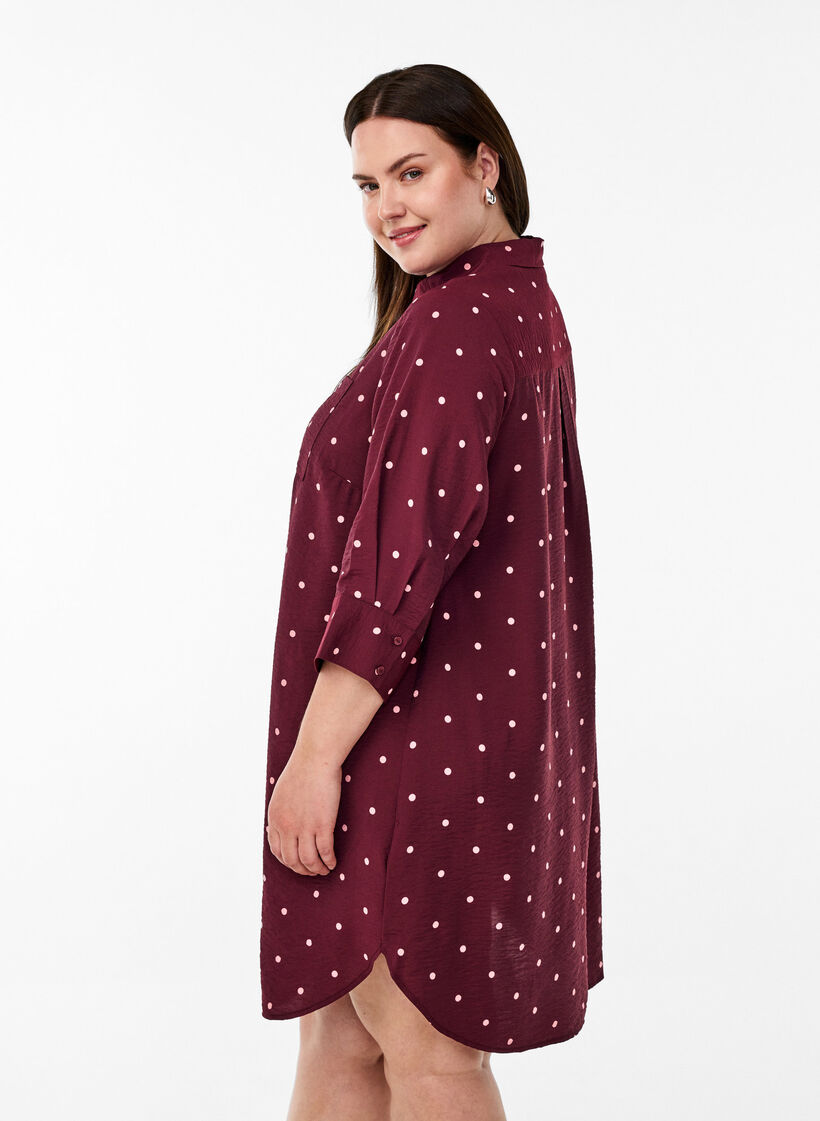 Kleid mit Kragen und Brusttasche, Rot, Model image number 2