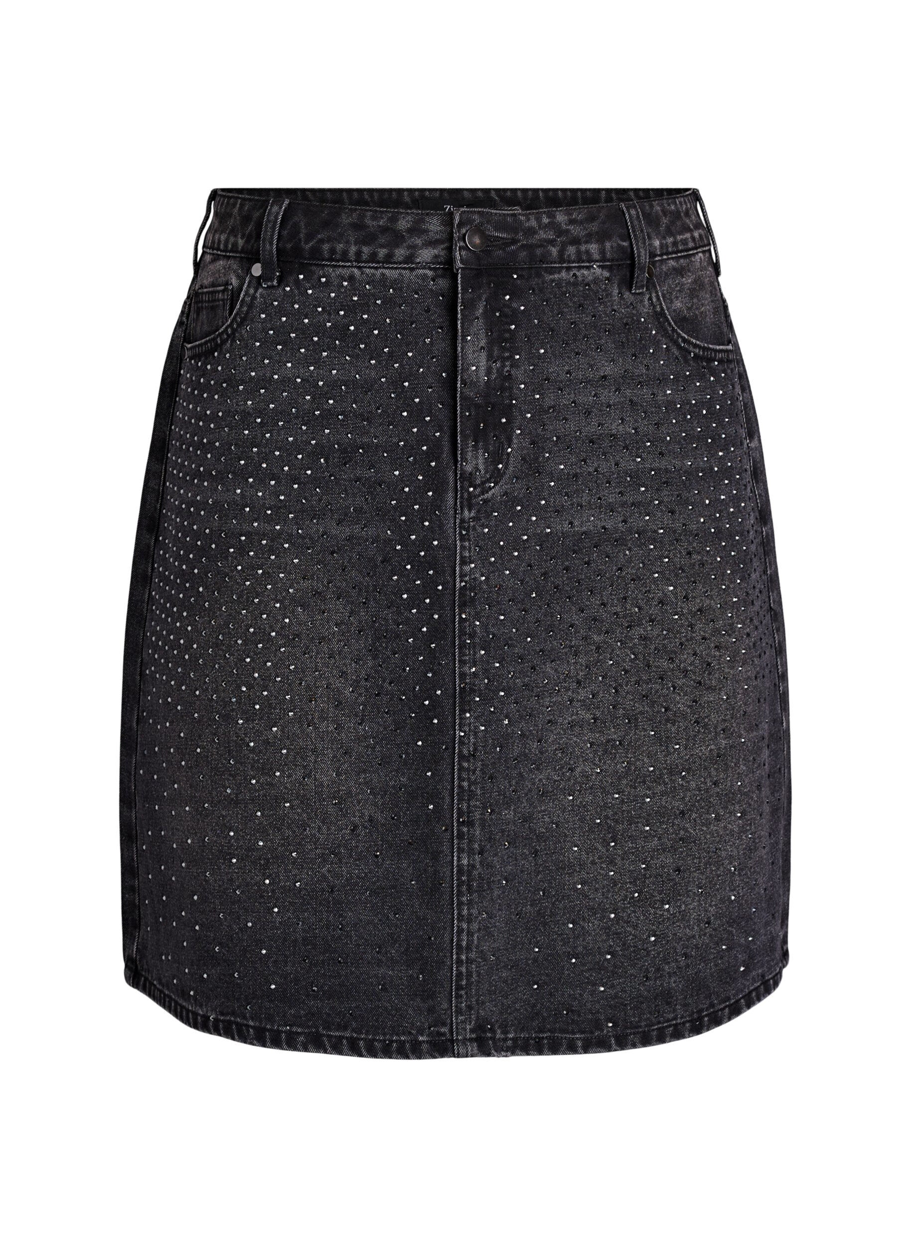 Kurzer Jeansrock mit Strasssteinen