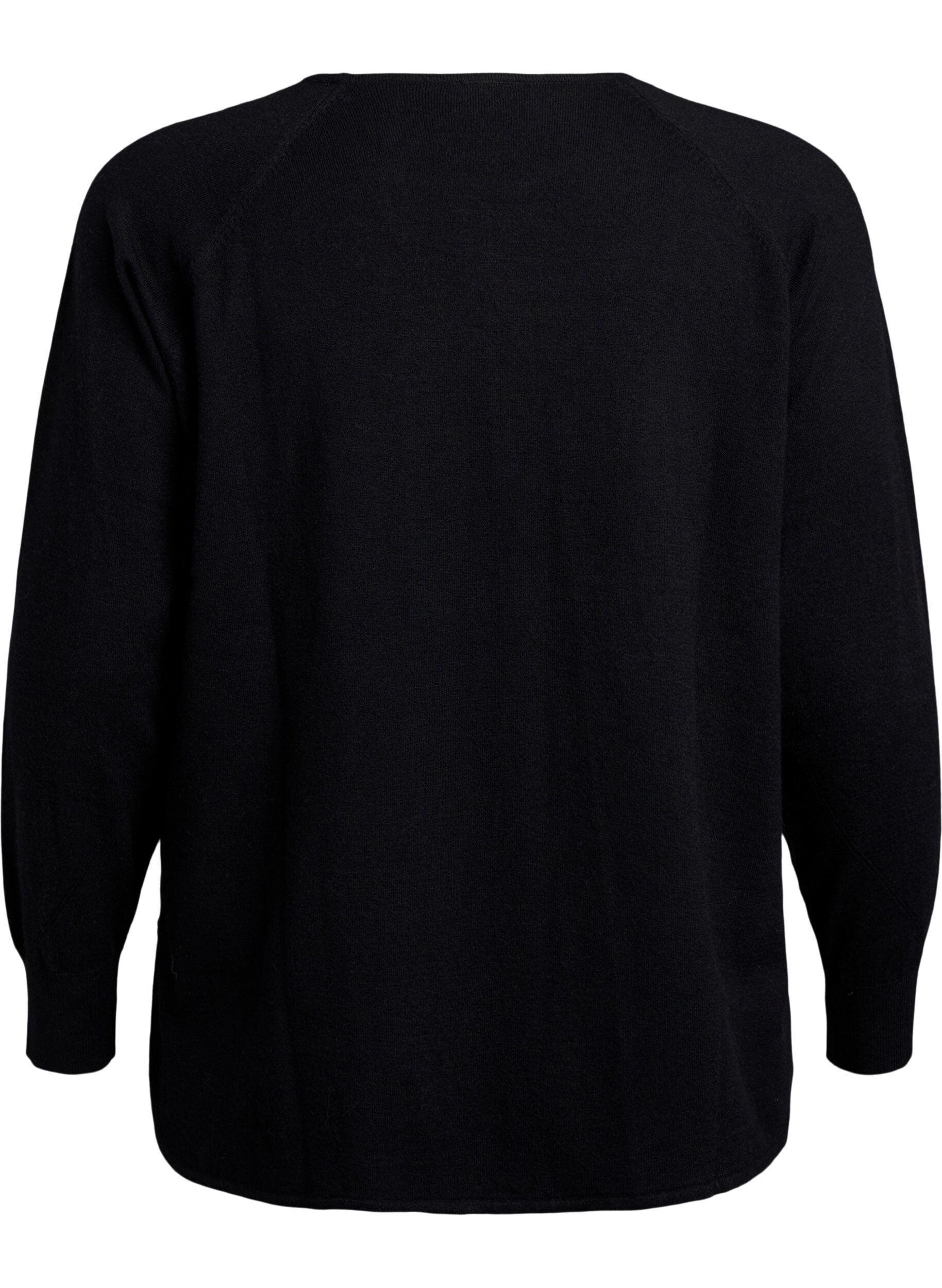 ZizziStrickbluse mit Rundhalsausschnitt und Strickmuster, Schwarz, Packshot image number 1